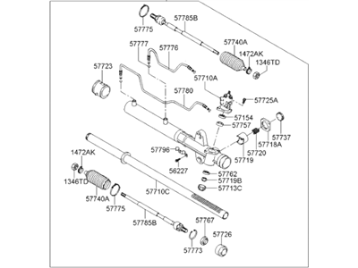 2001 Hyundai Santa Fe Steering Gear Box - 57710-26200