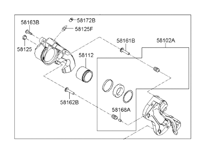 Hyundai 58190-3KA10 CALIPER Kit-Front Brake,RH