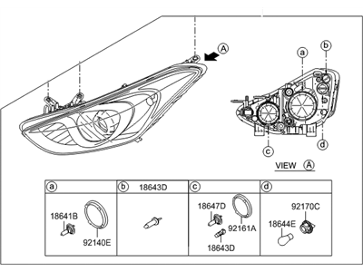 Hyundai 92101-A5050 Headlamp Assembly, Left