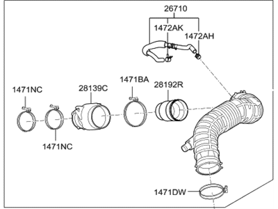 Hyundai 28140-F2800 Hose Assembly-Air Intake