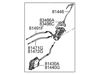 2019 Hyundai Genesis G80 Door Latch Assembly - 81420-B1010