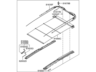 Hyundai 81646-B8000-VYN Rail Assembly-PANORAMAROOF MECHANI