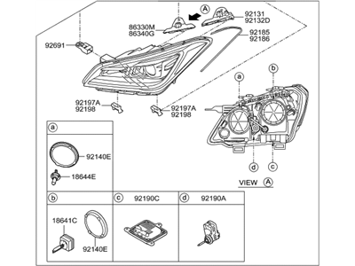 Hyundai 92101-B1150 Headlamp Assembly, Left