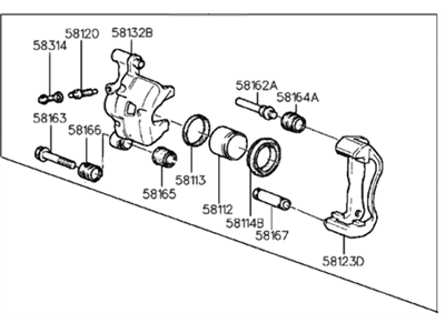 1990 Hyundai Excel Brake Caliper - 58180-24A00