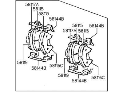 1992 Hyundai Scoupe Brake Pad Set - 58101-24A00