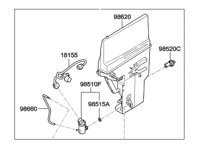 Hyundai 98610-B1500 Reservoir & Pump Assembly-Washer