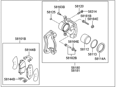 2011 Hyundai Veloster Brake Caliper - 58110-2V000