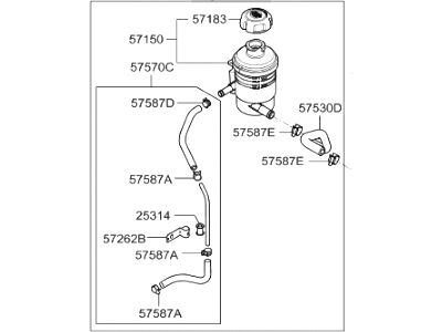 Hyundai 57190-3K010 Reservoir & Hose Assembly-Power Steering G