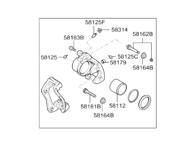 Hyundai 58190-3QA10 CALIPER Kit-Front Brake,RH