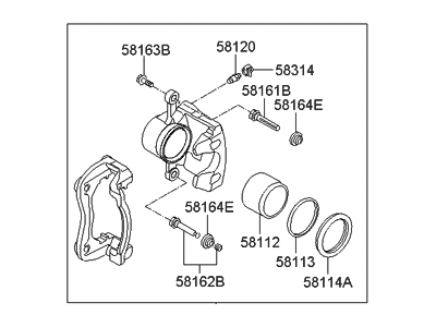 Hyundai 58190-A5A00 CALIPER Kit-Front Brake,RH