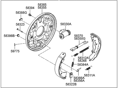 Hyundai 58360-1G000 Drum Brake Assembly-Rear,RH