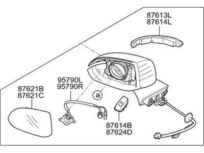 Hyundai 87620-D2510 Mirror Assembly-Outside Rear View,RH