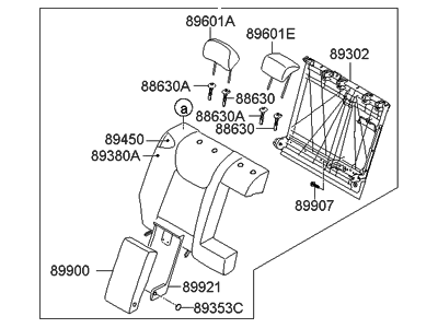 Hyundai 89400-3Y610-MSJ Back Assembly-Rear Seat RH