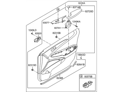 Hyundai 82304-3Q190-4AR Panel Complete-Front Door Trim,RH