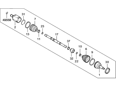 Hyundai Santa Fe Sport Axle Shaft - 49500-4Z200