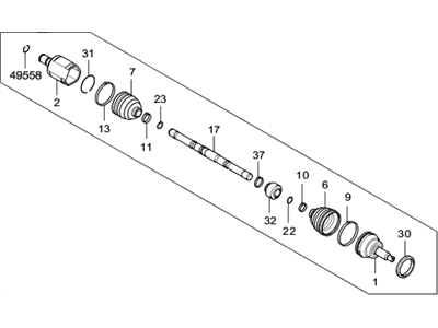 2015 Hyundai Santa Fe Sport Axle Shaft - 49500-4Z200