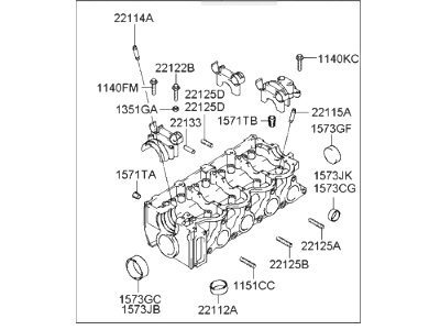 2005 Hyundai Accent Cylinder Head - 22100-22601