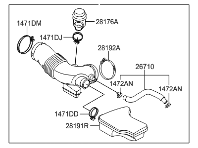 2012 Hyundai Equus Air Intake Coupling - 28130-3M500