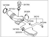 Hyundai 28130-3M500 HOSE ASSEMBLY-AIR INTAKE