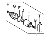 Hyundai Accent CV Joint Boot - 49505-1E000 Joint Kit-Front Axle Differential Side