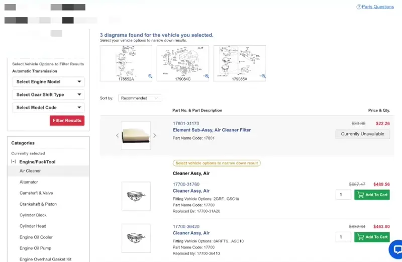The part I'm looking for has multiple listings, what do I do? Step 1